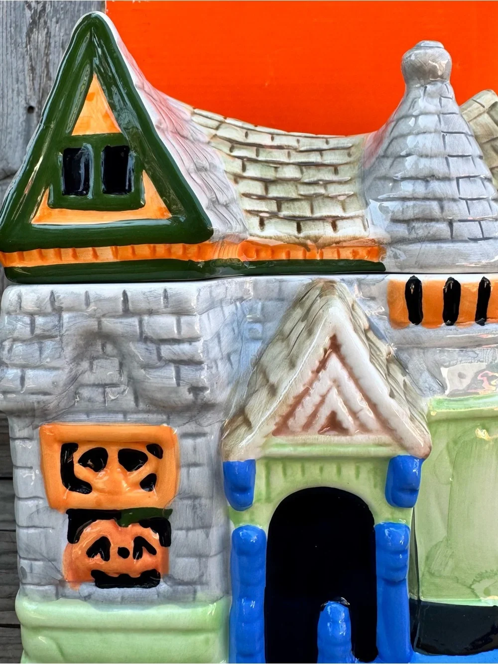 Vintage Macy's Halloween Ceramic Haunted House Cookie Jar W/ BOX